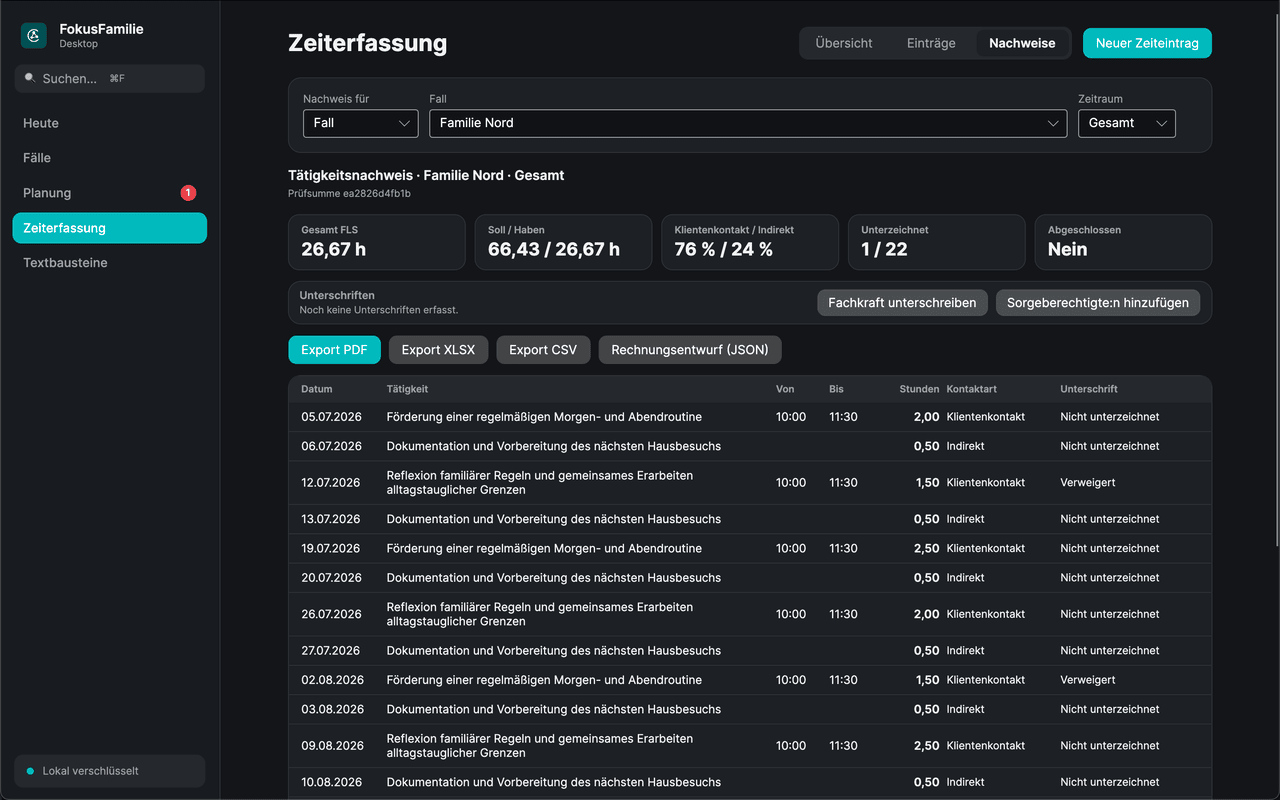 Export, Berichte und Datenschutz-Bereinigung
