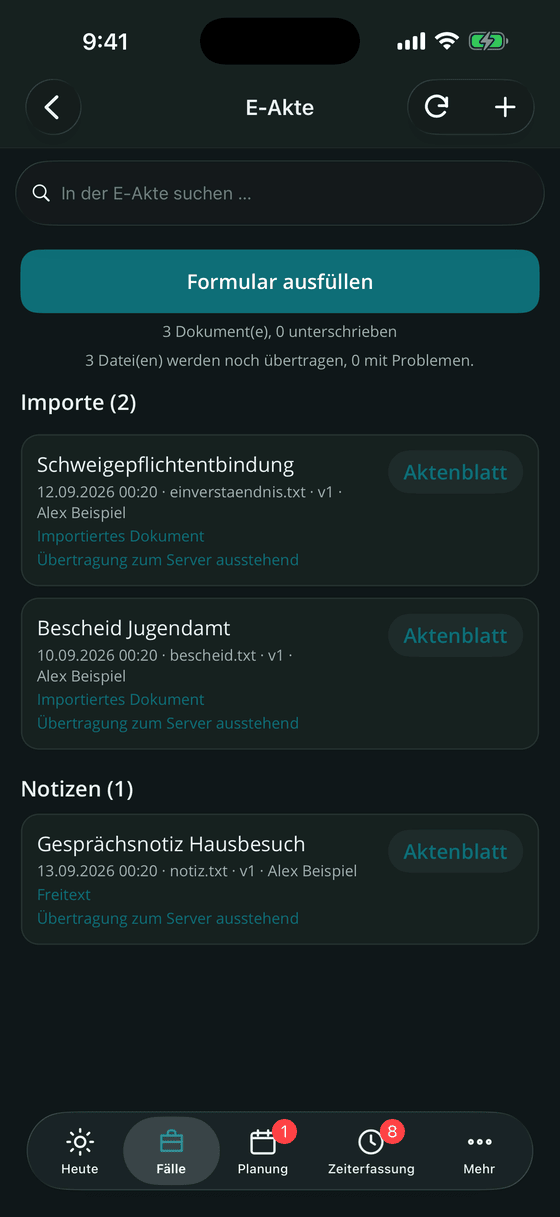 E-Akte und Formulare
