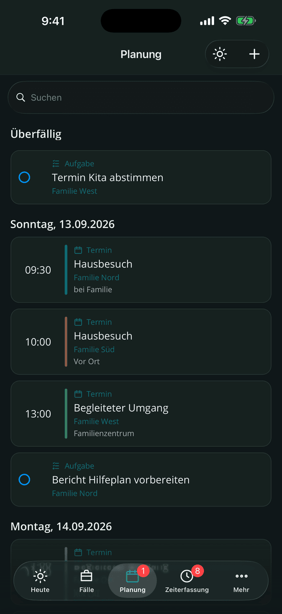 Planung: Termine, Serien und Aufgaben