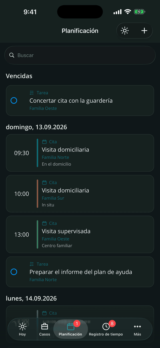 Planificación: citas, series y tareas