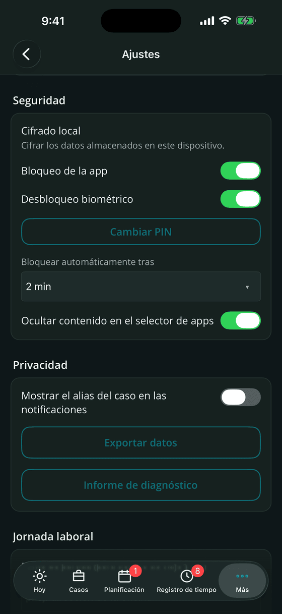 Bloqueo de la app y protección diaria
