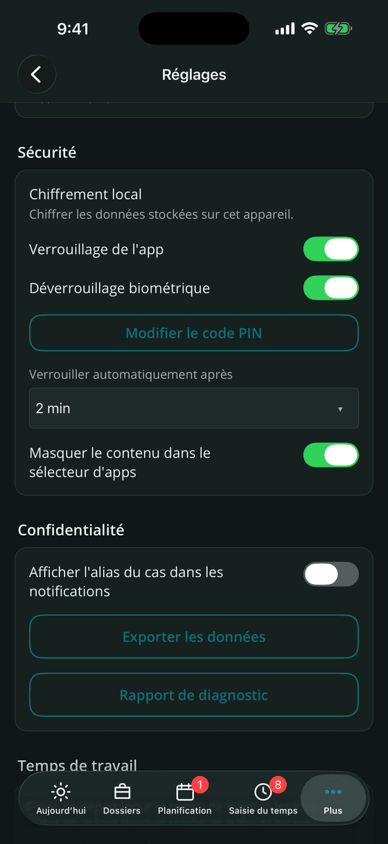 Verrouillage de l'app et protection au quotidien